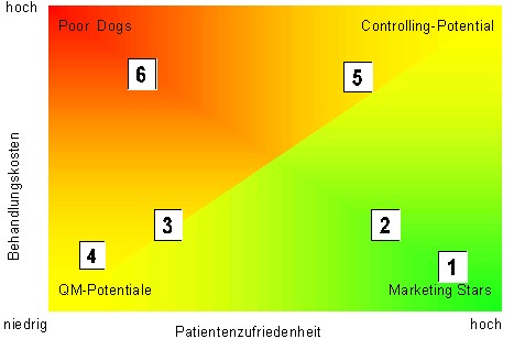Das Bild zeigt einen Auszug aus einer durchgeführten Patientenzufriedenheitsanalyse